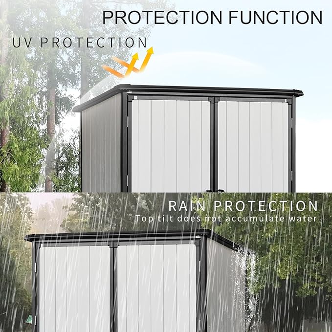 c Outdoor Storage Shed Waterproof Resin Cabinet Heavy Duty Metal Sheds, with Lockable Doors,Tool Sheds for Garden,Backyard,Lawn,Bikes and Patio Furniture,Easy Assembly,Gray