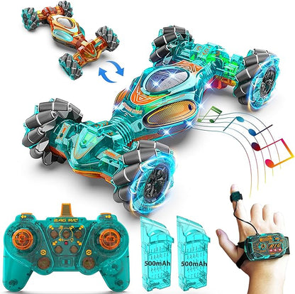 RC Car Gesture Hand Gesture Sensing RC Stunt Double-Side Flip 360° All-Round Rotation Drift Twist Car with Light Music for Boys Kids Birthday Xmas Gift