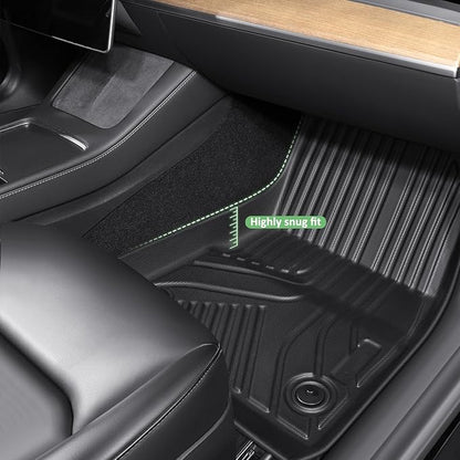 Car Foot Mats for Tesla Model Y with 4 TPE Materials On The Front and Rear Rows Suitable for All Weather Conditions Suitable for Model Y 2020-2024