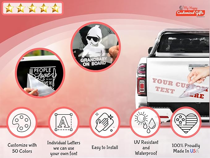 Choose Your Custom Sticker or Magnet ║ (50 Colors + Unlimited Fonts + 55 Sizes) ║ Make Your Own Text or Graphic on Decals or Magnets ║ Waterproof on Car Boat Mugs Window Mailbox ║ Made in The USA