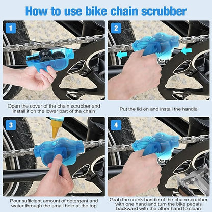 Bike Cleaning Kit Including Bicycle Chain Scrubber, Bike Link Pliers, Bicycle Chain Cleaning Agent, Chain Lube, Cleaner Brush Tool