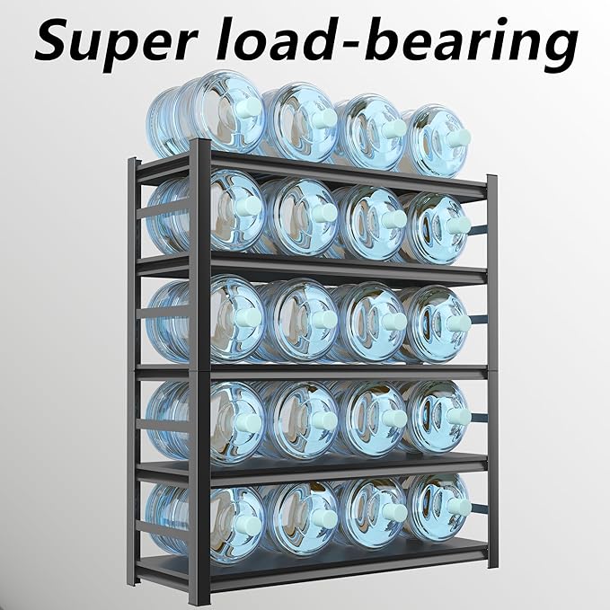 Metal Storage Rack Tier Height Free Adjustable Garage Tool Rack Load Capacity 3000lbs Industrial Storage Rack,Black,Garage,Kitchen,Bedroom,Garden (4-Tier59.1"H*31.5"W*11.8"D)