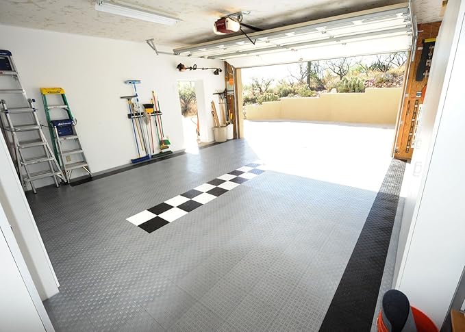 GarageTrac Diamond, Durable Interlocking Modular Garage Flooring Tile (12 Pack), Graphite