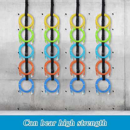 Extension Cord Organizer,4 PCS Extension Cord Hanger with 5 Slots,Garage Garden Storage Straps Black Organizer Straps for Cable, Hose, Rope, Light String, Tool