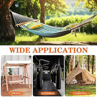 2Pcs Self Tapping Eyelet Screw Eye Bolt，6 Inch Heavy Duty Screw Eyes Hooks ，M10 Wooden Large Screw Eye Hook，Load Capacity 800 Lbs for Hammock ，Yoga，Heavy Indoor Outdoor Uses (2, M10-6 INCH)