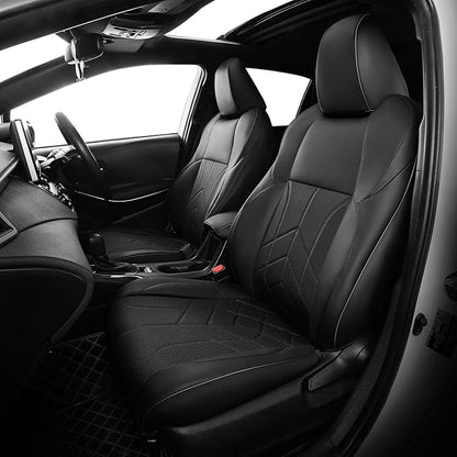 for Toyota RAV4 Seat Covers 2019 2020 2021 2022 2023 2024 2025 RAV 4 Prime & Hybrid XLE LE Limited XLE Premium (Not for XSE/SE Hybrid) - Custom Leather Car Seat Covers Full Set - Black