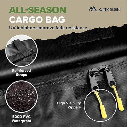ARKSEN 43 x 39 x 6 Inch Universal 150LB Heavy Duty Roof Rack Cargo with 500D PVC Waterproof Cargo Bag, Car Top Luggage Holder Carrier Basket with Extension for SUV, Truck, & Car Steel Construction