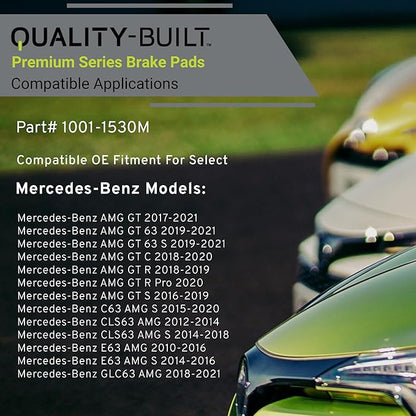 Premium Semi-Metallic Front Brake Pads (1001-1530M) Compatible with 2010-2021 Mercedes-Benz (AMG GT/AMG GT 63/AMG GT 63 S/AMG GT C/AMG GT R/AMG GT S/C63 AMG S/CLS63 AMG & More)
