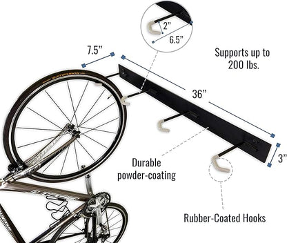 StoreYourBoard BLAT 8 Bike Wall Storage Rack, Holds 2-8 Bicycles, Garage Wall Mount Bike Hooks, Heavy Duty Solid Steel (8 Bikes)
