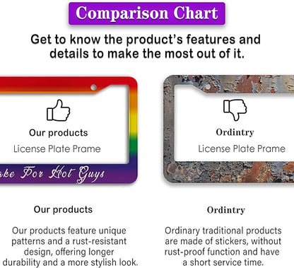License Plate Frames for Men Rainbow Plate Cover for Car for Women Rainbow Gay Pride Aluminum Metal Car Accessory 2 Pack with Screw Covers Set