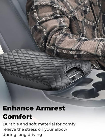ISSYAUTO Center Console Cover Compatible with 2013-2018 Ram 1500 & 2013-2024 Ram 2500/3500/1500 Classic Model, Only for Jump Seat Console, Customized Armrest Cover Leather Arm Rest Covering for Car