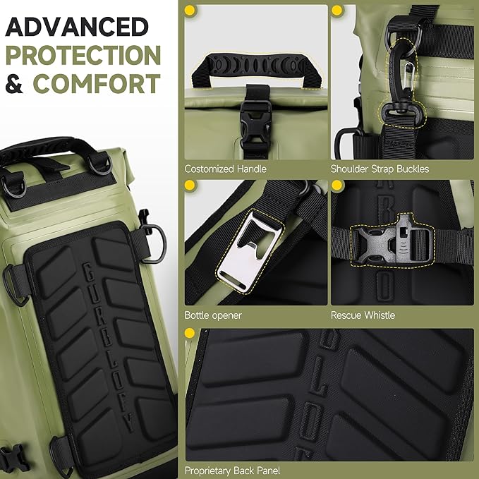 Motorcycle Saddle Bag, 30L Waterproof Motorcycle Tail Bag, 2 Size and 3 Color Options Travel Bag, PVC Bag, Rear Seat Bag, Field Green GT-30GN