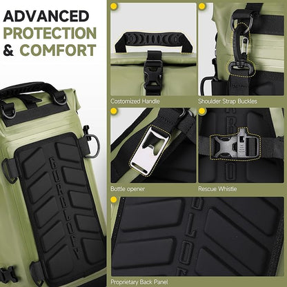 Motorcycle Saddle Bag, 30L Waterproof Motorcycle Tail Bag, 2 Size and 3 Color Options Travel Bag, PVC Bag, Rear Seat Bag, Field Green GT-30GN