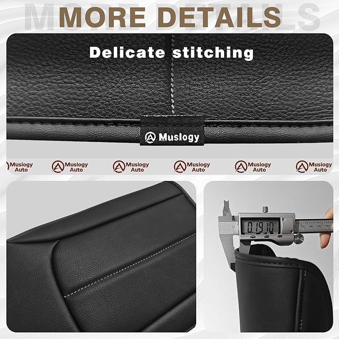 Muslogy Center Console Cover Compatible with Subaru Forester 2025 Accessories Armrest Cover Lid Cushion Protector Anti-Scratch Vegan Leather Extra Soft (Black/Gray Stitching)