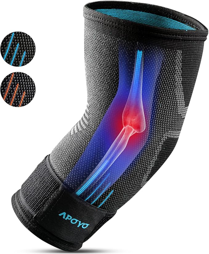 APOYO Elbow Brace for Tendonitis and Tennis Elbow, Compression Sleeve for Arthritis, Workouts, Reduce Joint Pain During Fitness Activity (Medium)