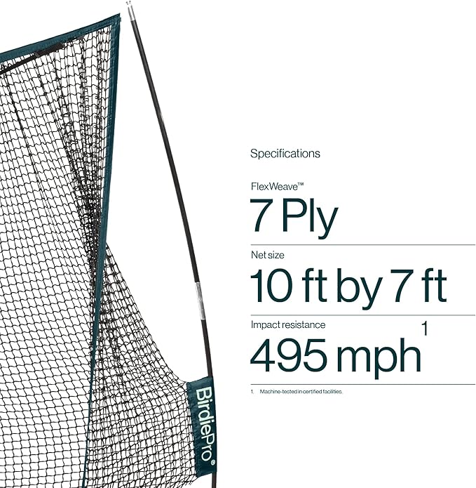 BirdiePro® - American Pro Golf Practice Net – 10x7ft Heavy Duty Golf Hitting Net with EchoShield™ Target & FlexWeave™ Net - Indoor Outdoor Training Backyard, Garage Complete Set with Mat, Balls & Cap