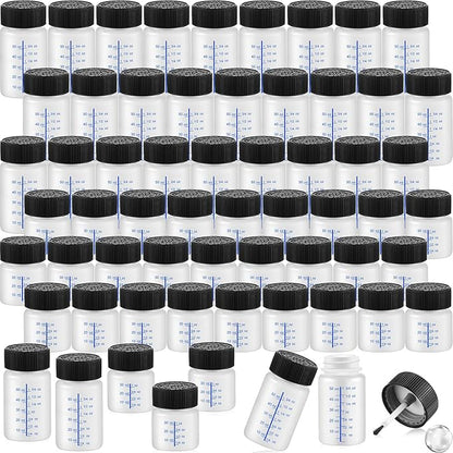 Maxcheck 120 Pcs Touch up Paint Bottles with Applicator Brush and Lids 2 oz and 1 oz Liquid Capacity Plastic Leftover Touch up Paint Container with Mixing Ball for Fixing Wall Stone Chip Car Surface