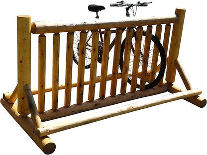 13-Place Bike Log Rack, Outdoor Bike Stand, Freestanding Commercial Bicycle Storage Racks, Standing Rack for Bikes, Bicycle Parking Floor Stand, Ebike Racks, Fat Tire Bikes for Men - Natural