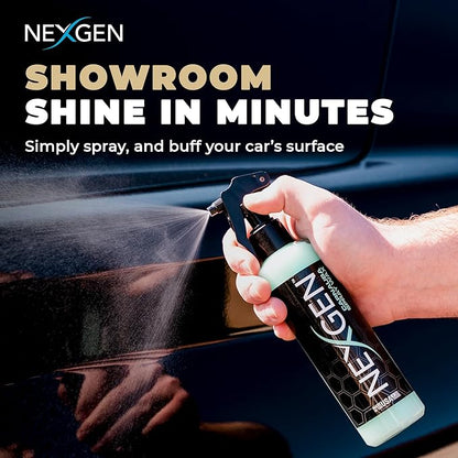 Nexgen Carnauba Spray Car Wax (8oz) - Nano-Polymers & Brazilian Carnauba for UV Defense & Wet-Look Gloss - Instant Car Detailing - Car Cleaning Supplies - Spray Wax for Cars, Trucks & More