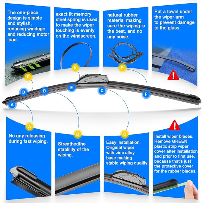 Windshield Wiper Blades Replacement for Nissan Rogue Sport 2017 2018 2019 2020 2021 2022 Original Factory Quality Front Rear Wipers Blade Set for My Car - 28" 18" 12" (Pack of 3)