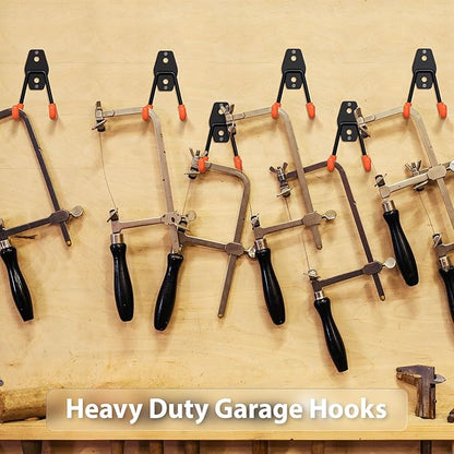 4 Pack 4.5x2.75 Inch Utility Steel Wall Mount Heavy Duty Garage Hooks with Anti-Slip Coating,Storage More Yard,Garden and Power Tools and for Hanging Hose,Ladder and Bike
