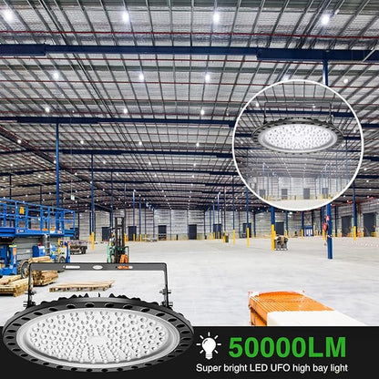 Viugreum High Bay LED Shop Lights, 500W UFO LED High Bay Light 50,000LM 120V LED High Bay Lights 5000K Daylight, Alternative to 2000W MH/HPS for Garage Workshop Barn Factory Warehouse - 15 Pack