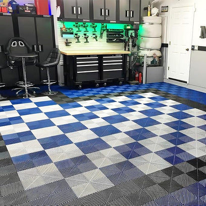 15.7"x15.7" Garage Flooring Tiles, Non-Slip Interlocking Plastic Garage Floor Mat, Garage Organization & Garage Storage, Vented Pattern (red, 25pcs)