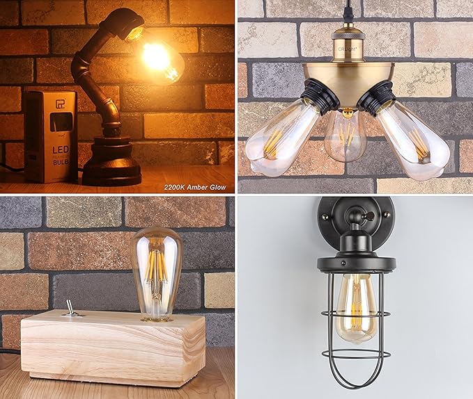 LED Edison Bulb 4W,Antique 40W Vintage Edison Bulb,E26 Light Bulb Non Dimmable Led Bulb 450 Lumens 2300K Amber Warm,Pack of 12