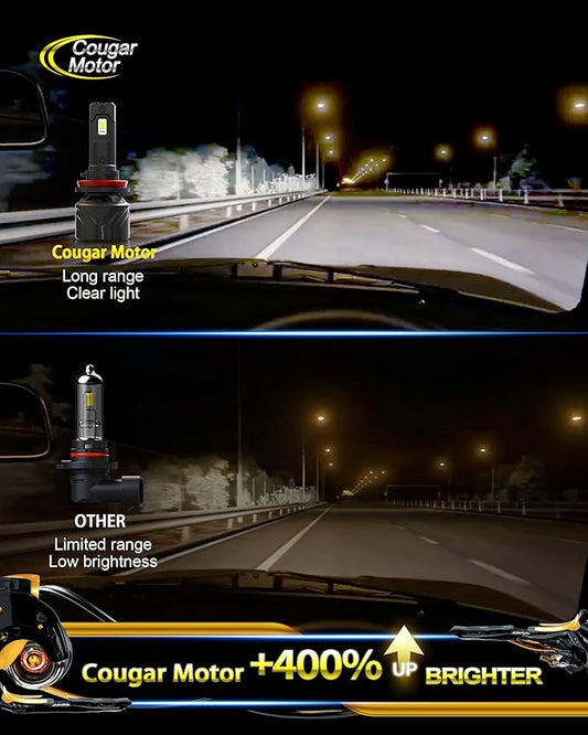 Cougar Motor H11 Bulbs, H11 Light Bulb H8 H9 Fog Lights 6500K White Non-Polarity H11 Fog Bulb Plug and Play - Pack of 2