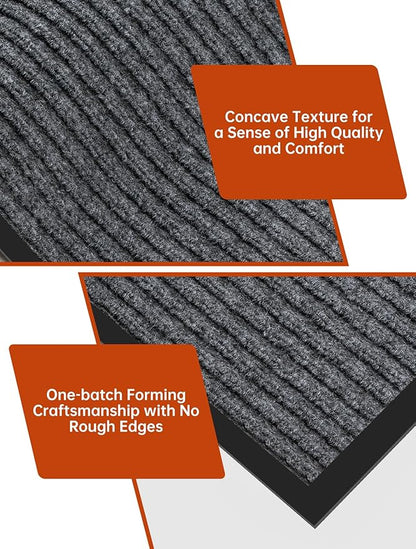 Urban Vista 3' x 10' Commercial Grade Striped Brush Step Entrance Mat, Vinyl Backing, Heavy Duty Indoor Outdoor Door Mat