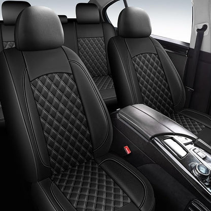 Car Seat Covers Full Set,Breathable and Waterproof Napa Leather Car Seat Cover,Interior Universal Fit for Cars,Sedans,SUVs,Vans,Trucks(Full Seat,Black,N3)