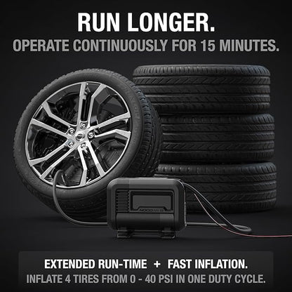 NOCO AIR15: UltraFast 15A Tire Inflator - 12V Portable Air Compressor Pump, 80 PSI Max – 44 SLPM Airflow Inflates 0–40 PSI in 2.9 Minutes – Digital Gauge + Auto-Shutoff