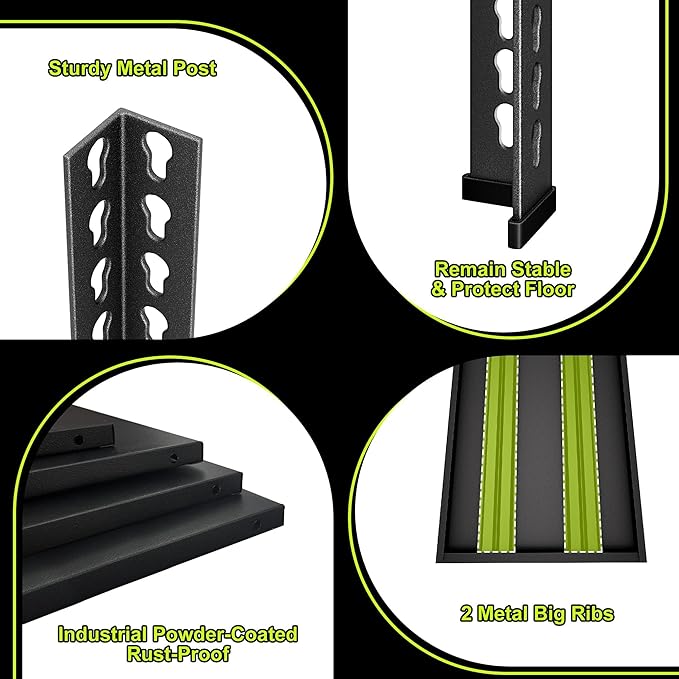 Garage Shelving Heavy Duty 2500LBS Loads, 48" W Adjustable Garage Storage Shelves, 5-Tier Metal Shelving Units and Storage, Industrial Utility Shelf, 48" Wx18 Dx78 H,Black