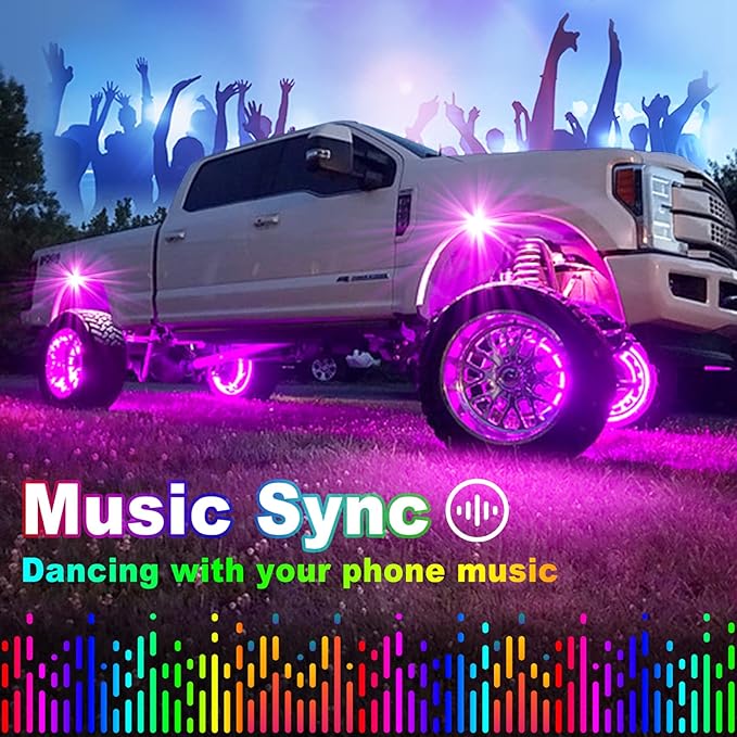 YiLaie RGB LED Rock Lights, 180 LEDs Lights with Phone App/Remote Control & Timing & Music Mode Rock Lights Kits, Waterproof Underglow Light for ATV RZR UTV SUV Off Road AUTO Motorcycle (12 Pods)