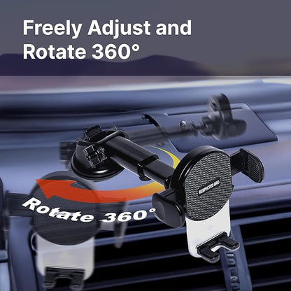 Universal-Car-Phone-Holder-Mount - Cell Phone Holder for Car, Dashboard and Windshield Mount, Air Vent car, Secure Phone Holders for Your Car, Compatible with All Smartphones