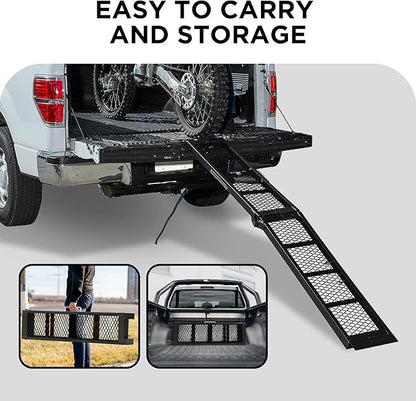 Rockland Heavy Duty Steel Loading Ramp, 800 LBS Capacity, 80" x 11", Portable Folding Truck Ramp with Handle for Motorcycles, Ebikes, Dirtbikes and ATVs, for Trailer and Pickup Truck, 1 Piece