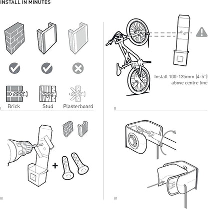 Hornit CLUG PRO | Wall Mounted Bike Rack | Secured by FIDLOCK | 5 Sizes | Easy to Install