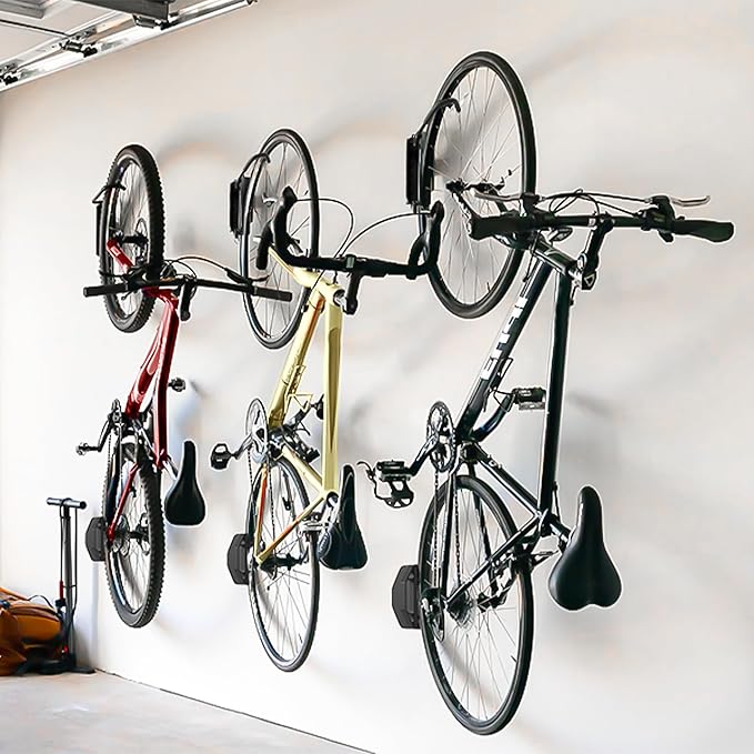 Swivel Bike Wall Mount, Vertical Bike Rack for Garage, Space-Saving Bike Storage and Hanger with Gear Position Lock, Supports Up to 66 lbs, Black