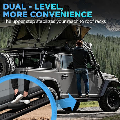 Running Boards Compatible with 2018-2025 Jeep Wrangler JL Unlimited 4 Doors, Carbon Steel Coated Black Truck Side Steps Rails Nerf Bars