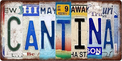 CANTINA Space Vintage Metal Tin Sign License Plate Bar Cafe Garage Cave Home Room Wall Bathroom Farmhouse Garden Porch Patio Decor, 12 x 6 Inch
