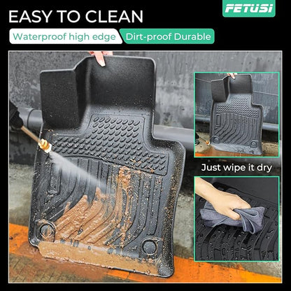 Floor Mats Fit for Toyota Tacoma 2024 2025 Double Cab (Not fit Hybrid),All Weather Floor Liner for Tacoma TPE Custom Fit Car Mats Front&Rear 2 Row Tacoma Accessories Car Mats,Black
