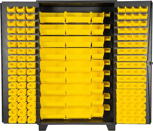Jamco Tool Storage Cabinets with Bin Mounts, Model DP, 155 Bins, 48-Inch W x 24-Inch D x 78-Inch H, Yellow Bins
