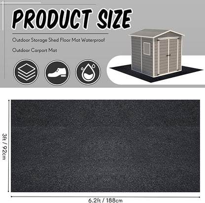 Haull Outdoor Storage Shed Floor Moat Waterproof Outdoor Carport Mat Thickened Soft Patio Furniture Pad Washable with Non Slip Backing, Storage Shed Not Included(6 x 3 ft)