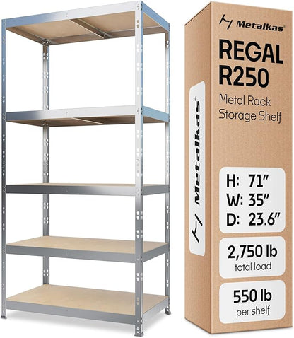 Storage Shelves: 5 Storage Shelves Heavy Duty w/ 2,750 lb Total Load Capacity, 550 per Storage Shelf, 71x35x24 | Perfect Solution for Your Storage Needs | Adjustable Shelving Unit