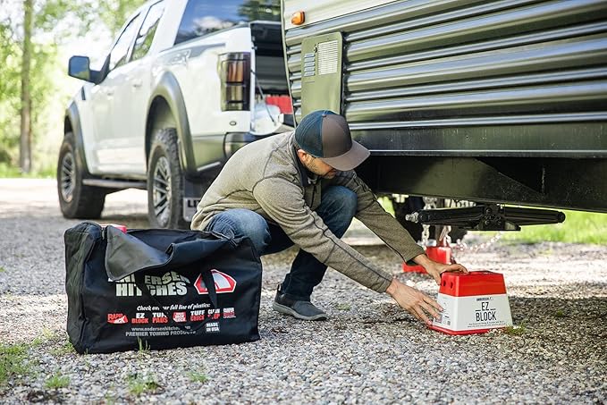 ANDERSEN HITCHES | RV Accessories | Single Trailer EZ Jack Block| Leveling System | RV Stabilizer Stands | Heavy Duty Camper Level for RVs | 3621