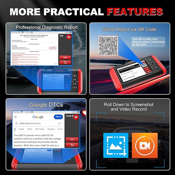 KINGBOLEN S800 OBD2 Scanner Diagnostic Tool,ABS SRS Engine at Automotriz Code Reader with 15 Resets,Oil SAS TPMS Gearbox Brake,FCA AutoAuth Automotive Scan Tool,AutoVIN,All Cars Lifetime F-Ree Update