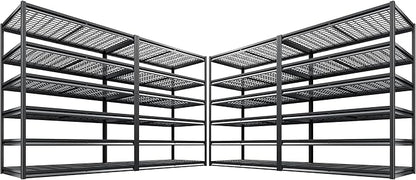 REIBII 3500LBS Garage Shelving, Adjustable Storage Shelves Heavy Duty, 6 Tier Heavy Duty Shelving, Metal Shelving Unit for Warehouse, Basement, Industrial, 55" W x 26" D x 84" H, Black, 4 Pack