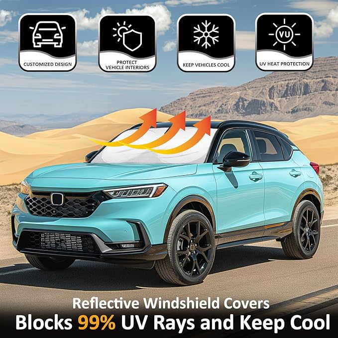 Sunshade for Honda CRV 2017-2022 Sun Shade Fit HR-V CR-V LX EX EX-L, Sport Hybrid, Sport Touring Hybrid SUV Accessories Front Window Shield Sun Visor Protector Foldable Windshield Cover Block UV Rays