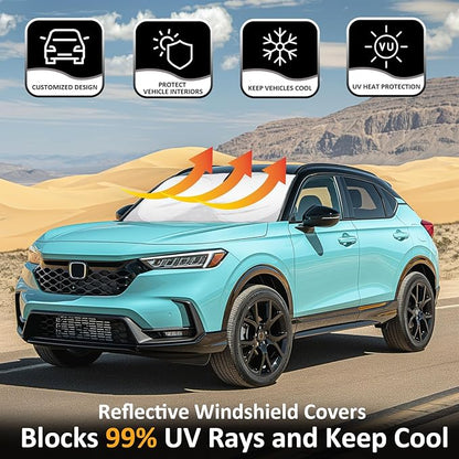 Sunshade for Honda CRV 2017-2022 Sun Shade Fit HR-V CR-V LX EX EX-L, Sport Hybrid, Sport Touring Hybrid SUV Accessories Front Window Shield Sun Visor Protector Foldable Windshield Cover Block UV Rays