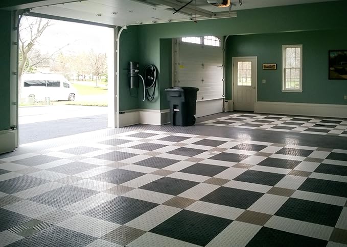 GarageTrac Diamond, Durable Interlocking Modular Garage Flooring Tile (12 Pack), Graphite